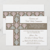 Twin Christening en First Community Invitation Kaart (Voorkant / Achterkant)