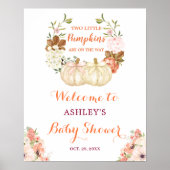 Twin Citrouille Floral Cute Baby shower Affiche de (Devant)