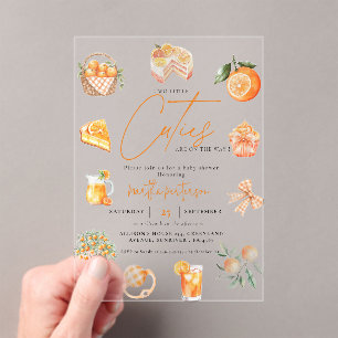 Twin citrus sinaasappel Cutie Zomer Baby shower Acryl Uitnodigingen