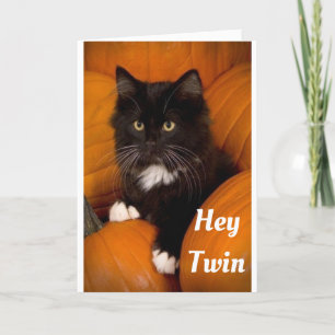 **TWIN** CUTE "BLACK CAT" VOOR U "HAPPY BIRTHDAY" KAART