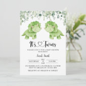 Twin Dinosaurs Baby shower Invitation Kaart (Staand voorkant)