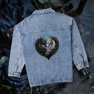 Twin Dragon Heart Denim Jacket