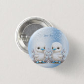 Twin Ducks Blue Floral Button (Voorkant /achterkant)
