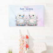 Twin Ducks Floral Baby shower Welkom Spandoek (Insitu)