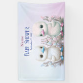Twin Ducks Floral Baby shower Welkom Spandoek (Verticaal)