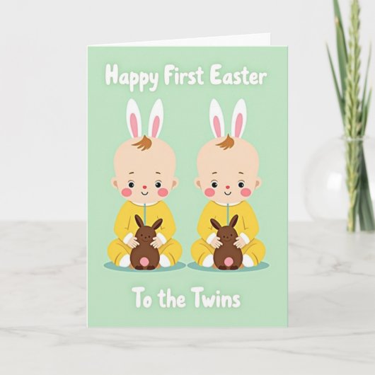 Twin Easter Bunny Art Card Kaart (Voorkant)