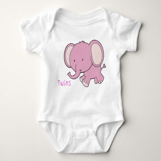 Twin Elephant baby onsie Romper (Voorkant)