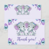 Twin Elephant Carte de remerciements Rustique Flor (Devant / Derrière)