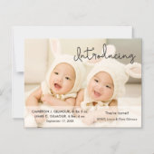 Twin Faire-part de naissance Modern Script Introdu (Recto)