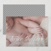 Twin Faire-part de naissance Twice the Love (Devant / Derrière)