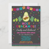 Twin Fiesta Baby shower Invitation Saint Guacamole (Devant)