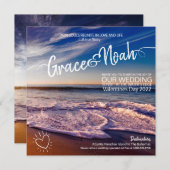 Twin Flame Destination Plage Mariage Invitation (Devant / Derrière)