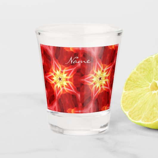 Twin Flaming Stars Design Thunder_Cove Shot Glas (Voorkant)