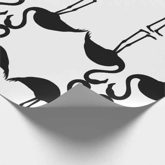 Twin Flamingo Black Pattern Wrapping Paper Cadeaupapier (Hoek)