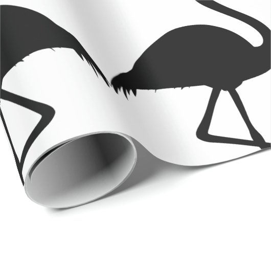 Twin Flamingo Black Pattern Wrapping Paper Cadeaupapier (Rol Hoek)