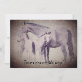 Twin Foals in Snow Horse Baby shower Invitation (Devant)