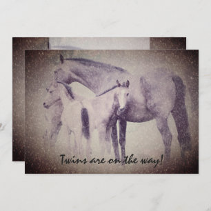 Twin Foals in Snow Horse Baby shower Invitation
