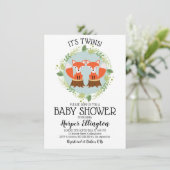 Twin Fox Baby shower uitnodiging (Staand voorkant)