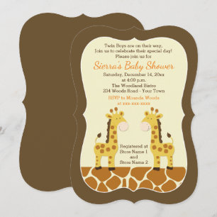 Twin Giraffe Baby shower Invitation Die Cut Kaart