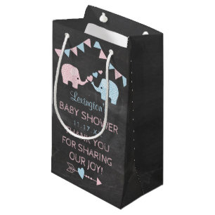 Twin Girl and Boy Elephants Baby shower Dank je we Klein Cadeauzakje