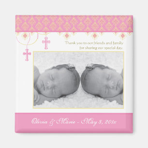 Twin Girl Baptism/Christening Favor - Foto Magnet Magneet
