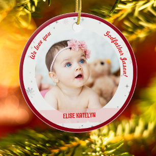 Twin Girl Boy Foto Godfather First KerstBaby Keramisch Ornament