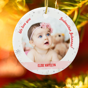 Twin Girl Boy Foto Godmoeder eerste kerstBaby Keramisch Ornament