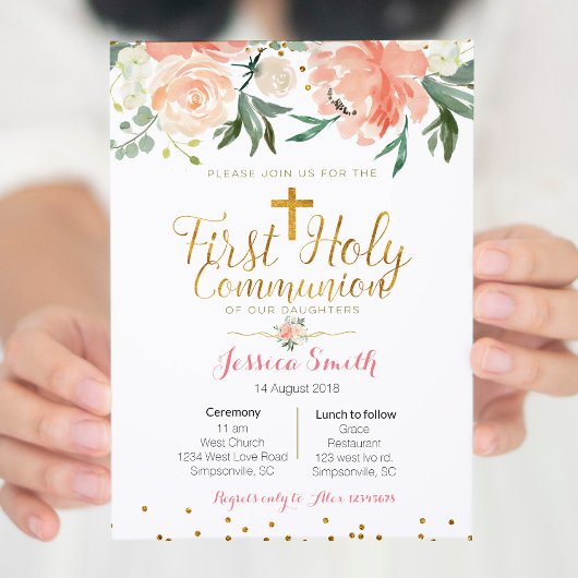 Twin Girl eerste communie uitnodiging