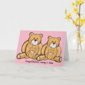Twin girl teddy bear carte de félicitations (Fleur jaune)