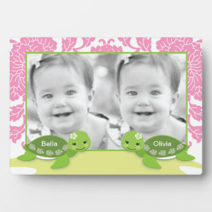 Twin Girl Turtles Photo Plaque Fotoplaat