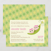 Twin Girls Baby shower Invitation 2 Pois Dans Une (Devant / Derrière)