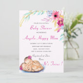 Twin Girls Baby shower Invitation - Aangepaste kle (Staand voorkant)