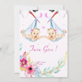 Twin Girls Baby shower Invitation - Aangepaste kle (Achterkant)