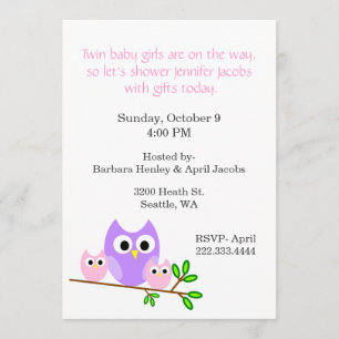 Twin Girls Baby shower Invitation Kaart