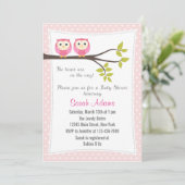 Twin Girls Baby shower Invitation rose (Debout devant)