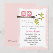Twin Girls Baby shower Invitation rose (Devant / Derrière)