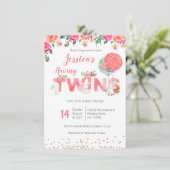 Twin Girls Baby Shower Invitations (Debout devant)