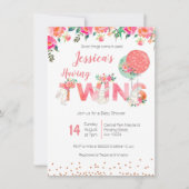 Twin Girls Baby Shower Invitations (Devant)