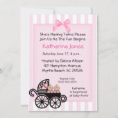 Twin Girls Baby Shower Invitations (Devant)
