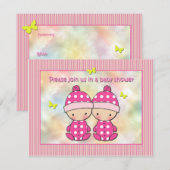 Twin Girls Baby Shower Invitations (Devant / Derrière)