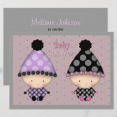 Twin Girls Baby Shower Invitations (Devant / Derrière)