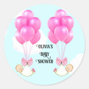 Twin Girls Baby shower Ronde Sticker