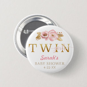 Twin Girls Blush Roze Baby shower Button