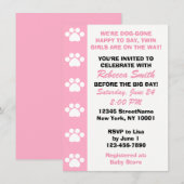 Twin Girls - Chien Thème Baby Shower Invitations (Devant / Derrière)