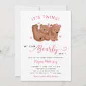 Twin Girls Cub Bear Baby shower Invitation (Devant)