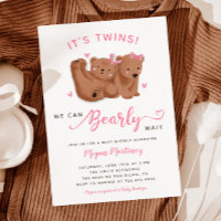 Twin Girls Cub Bear Baby shower Invitation