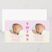 Twin Girls Double New Baby Cartes photos (Devant / Derrière)