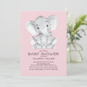 TWIN Girls Elephant baby shower Invitation (Debout devant)