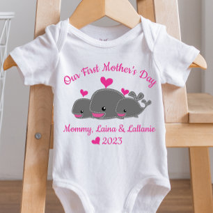 Twin Girls First Moederdag Baby Bodysuit