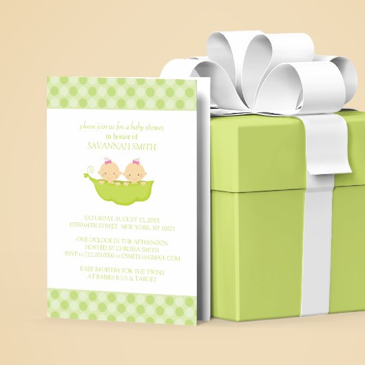 Twin Girls in a Pea Pod | Invitations de douche po